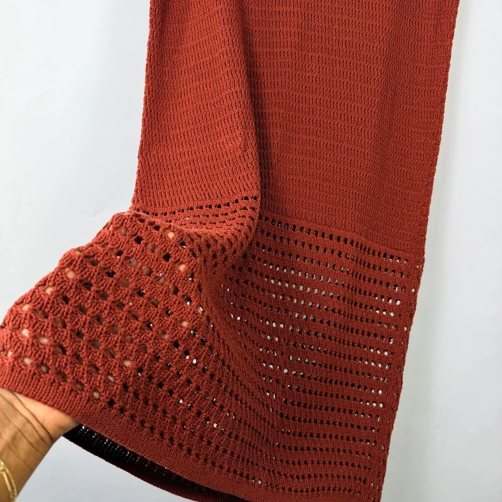 Nine West Rust Crochet Knit Maxi Skirt‎ XXL Boho Resort Beach Cover Up